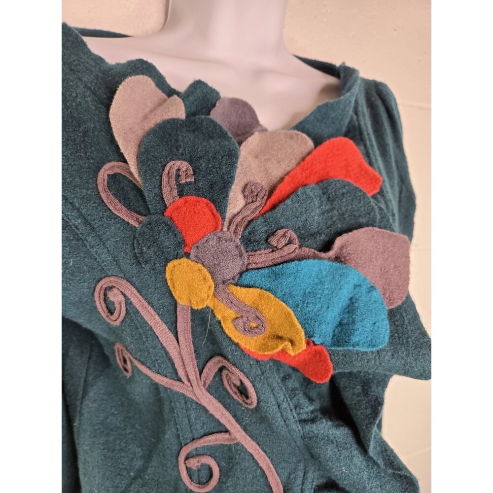Sleeping on Snow Anthropologie Green Felted Wool Peplum Cardigan Jacket - Picture 5 of 12